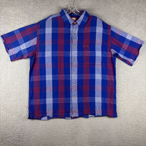 Ecko Unlimited The Krute Shirt Men’s XL Blue Check Button Casual - Picture 1 of 14